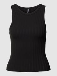 Tanktop in riblook, model 'LESLIE' van Pieces Zwart - 27