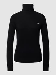 Rollkragenpullover aus Leinen-Mix mit Logo-Stitching von Gant Schwarz - 5