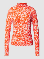 Shirt met lange mouwen met all-over motief van comma Casual Identity Rood - 1