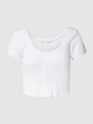 Cropped T-Shirt mit Zierknopfleiste von REVIEW Weiß - 29