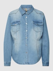 Jeansblouse met klepzakken, model 'Kiss' van Soyaconcept Blauw - 42