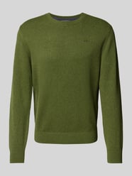 Regular Fit Strickpullover aus reiner Baumwolle Label-Stitching von s.Oliver RED LABEL Grün - 33