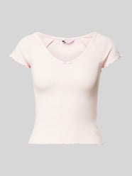 T-Shirt mit tiefem U-Ausschnitt von Tommy Jeans Pink - 39