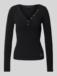 Longsleeve in Ripp-Optik Modell 'KYLA' von Guess Schwarz - 48