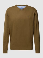 Strickpullover mit Label-Stitching von Fynch-Hatton Grün - 4