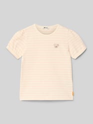 T-shirt o kroju regular fit z wyhaftowanym logo od Steiff Fuksjowy - 31