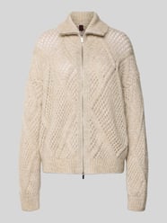 Cardigan aus Mohair-Mix mit Zweiwege-Reißverschluss von Stefanel Beige - 15