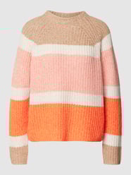 Sweter z dzianiny w stylu Colour Blocking od Oui Brązowy - 48
