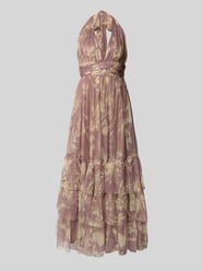 Abendkleid mit V-Ausschnitt von Lace & Beads Pink - 11