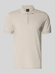 Slim Fit Poloshirt aus Baumwoll-Mix Modell 'PASSERZIP' von BOSS Orange Beige - 35