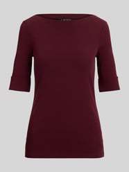 Slim fit t-shirt van katoenmix model 'JUDY' van Lauren Ralph Lauren Bordeaux - 27