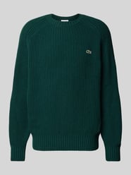 Gebreide pullover van wol met logopatch, model 'BEADED' van Lacoste - 1