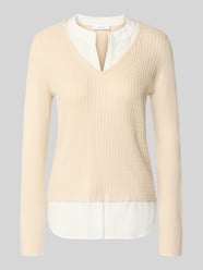 Shirt met lange mouwen van viscosemix in tricotlook van COMMA Beige - 12