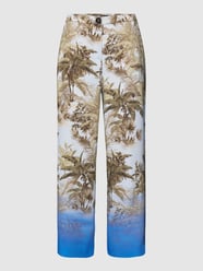 Stoffen broek met all-over motief van Marc Cain Blauw - 5