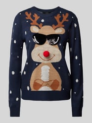 Pullover mit Weihnachtsmotiv Modell 'NEWT INSEL' von Vero Moda Blau - 12