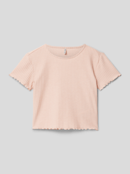 T-shirt z efektem prążkowania od Only Różowy - 23