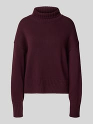 Oversized gebreide pullover van een mix van scheerwol en katoen van Lanius Bordeaux - 8