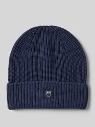 Beanie mit Umschlag und Label-Patch von Knowledge Cotton Apparel Blau - 15