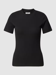 T-Shirt mit Ripp-Optik von Marc O'Polo Denim Schwarz - 42