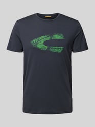 T-Shirt mit geripptem Rundhalsausschnitt von camel active Blau - 17