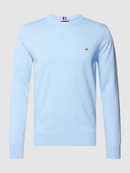 Gebreide pullover met labelstitching van Tommy Hilfiger Blauw / turquoise - 20