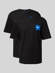 T-Shirt mit Label- und Motiv-Print Modell 'Noretto' von Hugo Blue Schwarz - 3