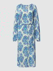Midi-jurk met all-over motief, model 'Melene' van Soyaconcept Blauw - 5
