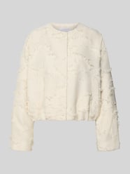 Jas met ronde hals en franjes van Jake*s Collection Beige - 2