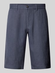Regular fit korte linnen broek met riemlussen van Marc O'Polo - 34