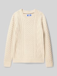 Sweter z dzianiny o kroju regular fit z fakturowanym wzorem model ‘Sean’ od Jack & Jones - 7