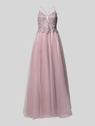 Abendkleid mit floralem Ziersteinbesatz von Mascara Pink - 31