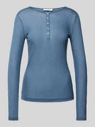 Regular Fit Langarmshirt mit  Rippstruktur von Marc O'Polo Blau - 2