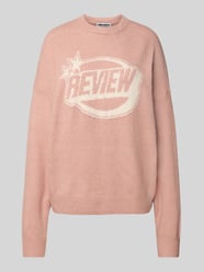 Gebreide pullover met labelprint van Review Fuchsia - 36