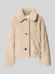 Regular fit jack van imitatiebont met platte kraag van Mazine Beige - 41