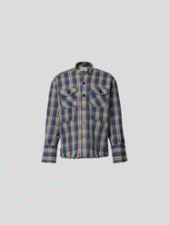 Freizeithemd mit Karomuster von Greg Lauren Blau - 26
