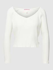 Kort shirt met lange mouwen en ribstructuur van QS by s.Oliver Wit - 10