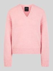 Pullover van wolmix met logodetail van Marc Cain Fuchsia - 11