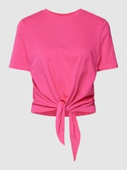 T-shirt van katoen met knoopdetail, model 'TIA' van Pieces Roze - 43