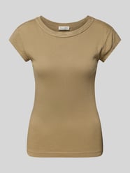 Slim Fit T-Shirt aus reiner Baumwolle mit geripptem Rundhalsausschnitt von Marc O'Polo Beige - 40