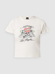 Kort T-shirt met logoprint  van Ed Hardy Roze - 28