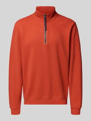 Sweter z kołnierzem zapinanym, krój regular fit, ze stójką i zamkiem błyskawicznym od LERROS - 4
