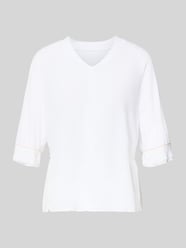T-shirt z dekoltem w serek i rękawem o dł. 3/4 od Marc Cain - 33