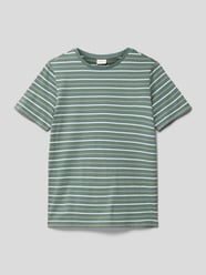 T-shirt z bawełny ze wzorem w paski od s.Oliver RED LABEL Zielony - 33
