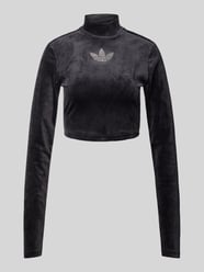 Cropped Sweatshirt mit Stehkragen und Ziersteinbesatz von adidas Originals Schwarz - 17