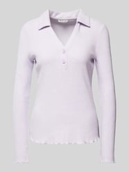 Geripptes Langarmshirt mit V-Ausschnitt von Tom Tailor Lila - 44