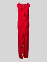 Jumpsuit mit Volants und V-Ausschnitt von Adrianna Papell Rot - 39