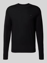 sweter z dzianiny o kroju regular fit z wełny z okrągłym dekoltem od Fynch-Hatton - 29