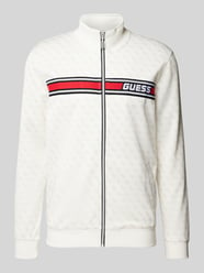 Sweatjacke mit Label-Stitching Modell 'KORBIN' von Guess Activewear Weiß - 38