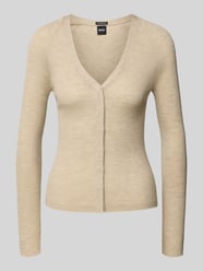 Slim Fit Strickjacke aus Schurwolle von BOSS Beige - 38