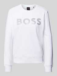 Sweatshirt mit Label-Strasssteinbesatz Modell 'Ebossa' von BOSS Orange Weiß - 3